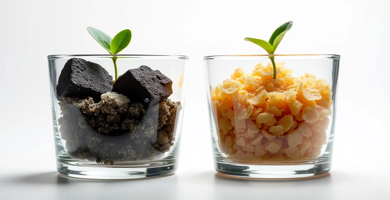 Visual comparison of nutrient exchange mechanisms between charged biochar and vermiculite in soil