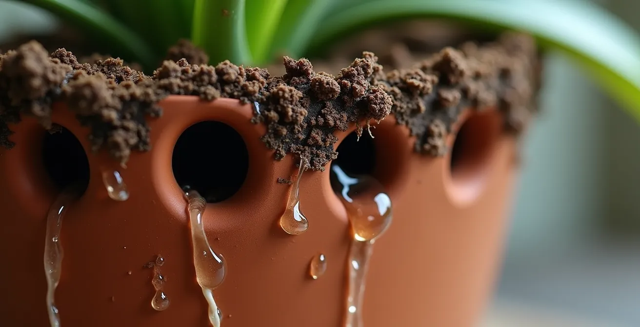 Close-up of Dracaena plant being revived through bottom-watering method