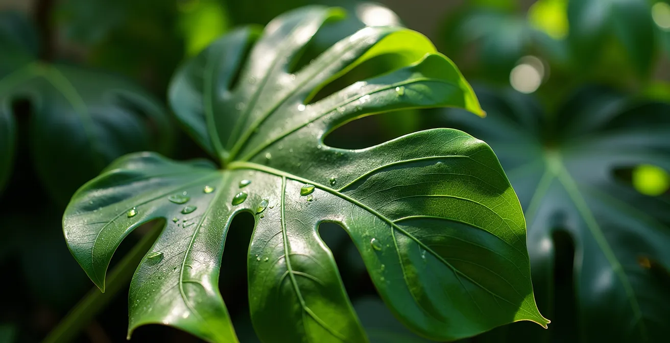Close-up of variegated leaf showing light damage patterns on white sections